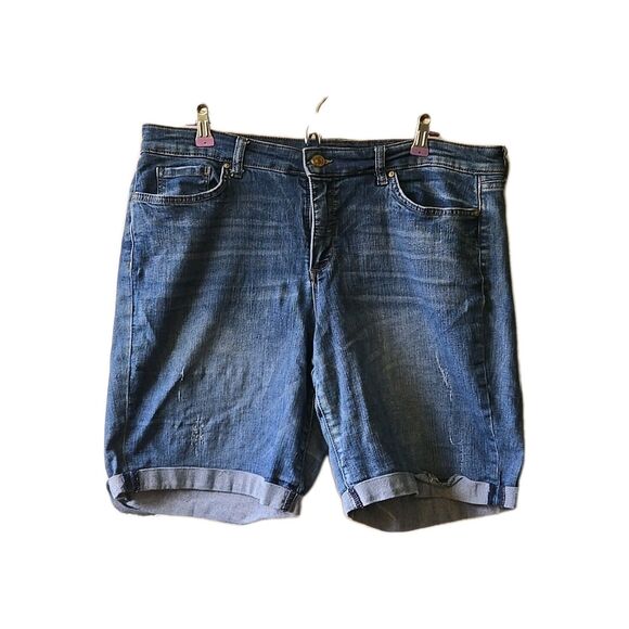Vintage America Blues Denim Bermuda Shorts Distressed 16/33 Very Comfortable - Picture 3 of 8